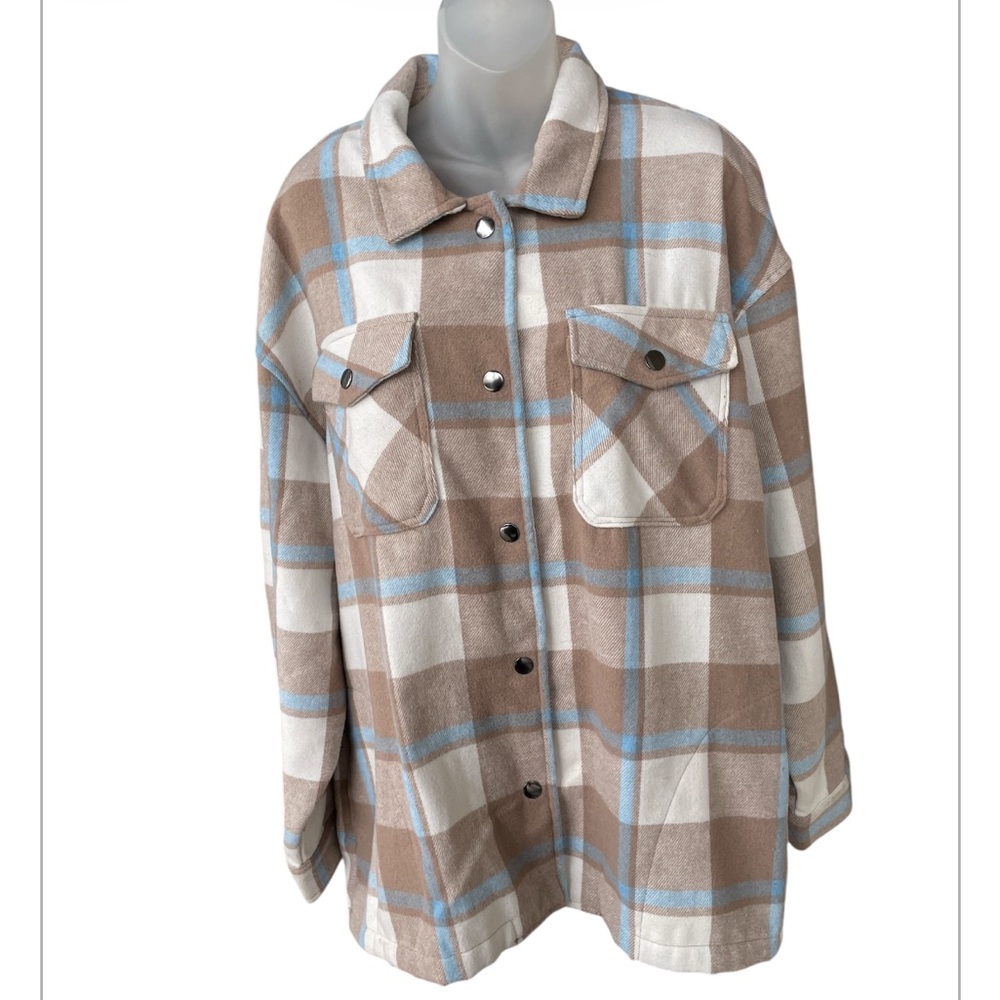 HFX plaid snap up flannel Shacket size XL fall jacket NWT
